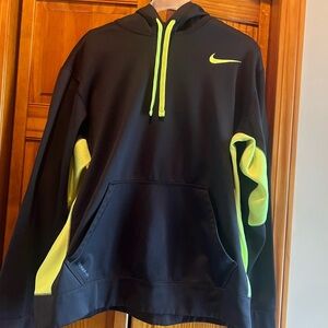 Nike Medium Therma Fit Black Hoodie with Neon Green Accents